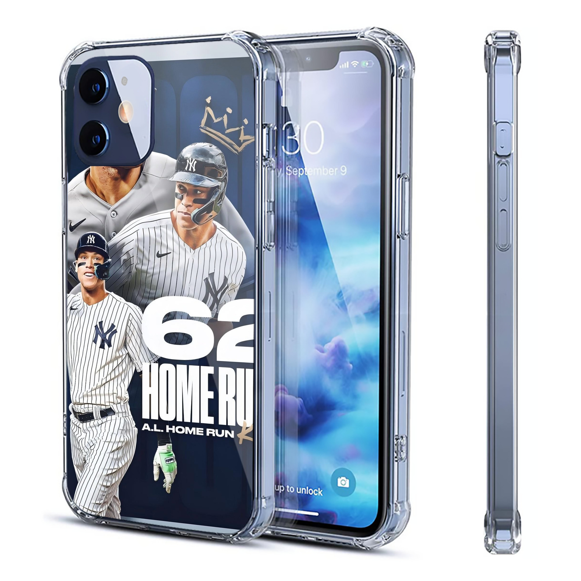 Aaron Judge 62 Home Runs AL Home Run King Clear IPhone 12 Case – Soft TPU With UV Print – Enhanced Drop Protection, Precise Fit, Anti-Fingerprint, Customizable Design, Scratch-Resistant, Yellow-Resistant